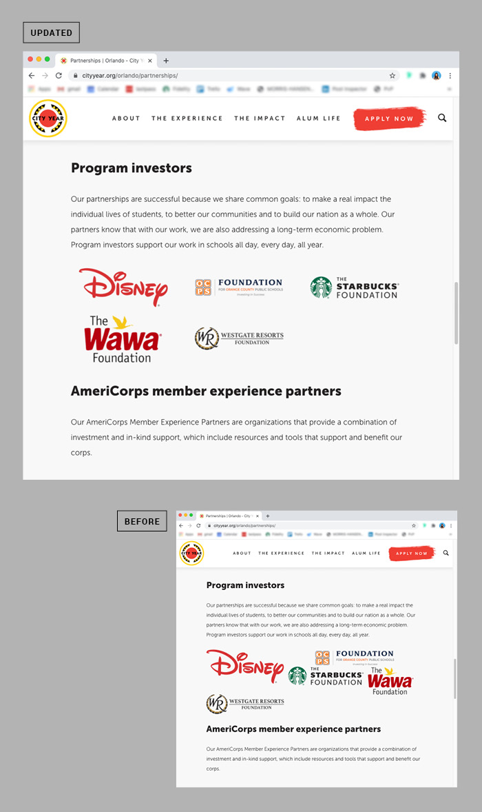 Partnerships page example